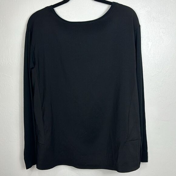 T Tahari Mixed Media Long Sleeve Round Neck Blouse Top Size S - Picture 3 of 8